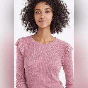 Madewell Dusty Pink Ruffle Long Sleeve Tee